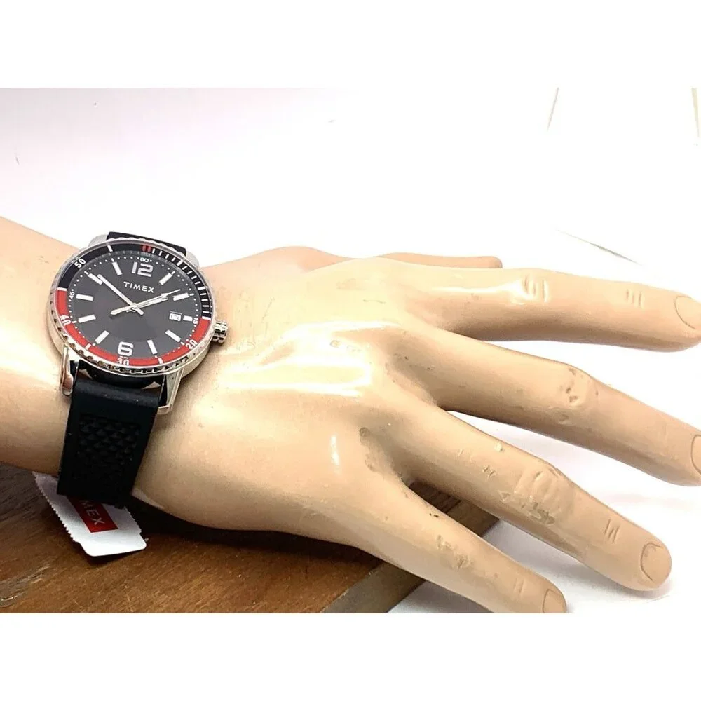Timex Men's Watch TW2W60600 Quartz Black Dial Date Coke Bezel Rubber Strap 41mm
